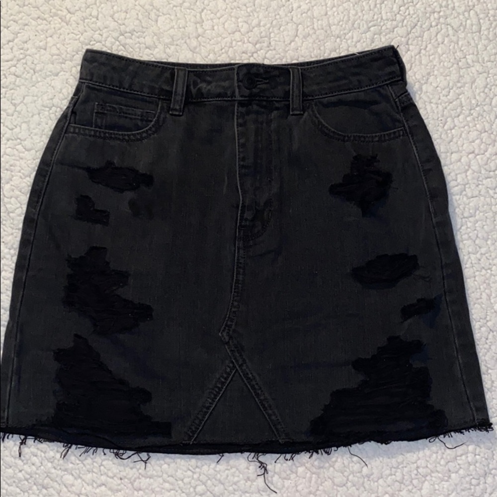 Black Ultra High-Rise Denim Skirt